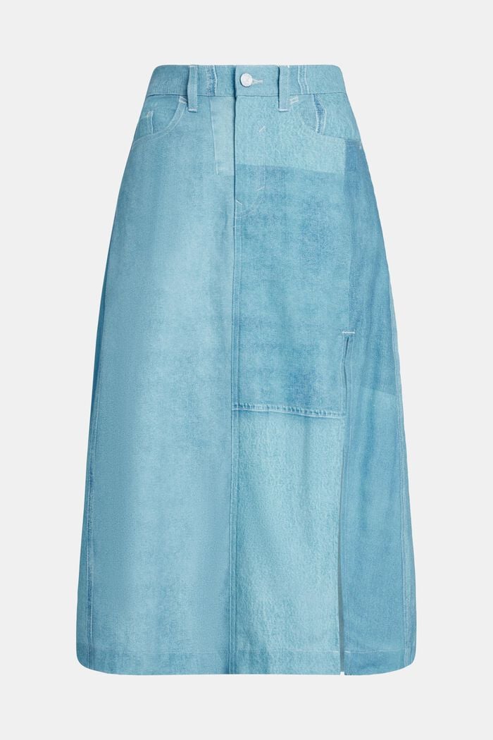 Denim Not Denim print skirt, BLUE MEDIUM WASHED, detail image number 4