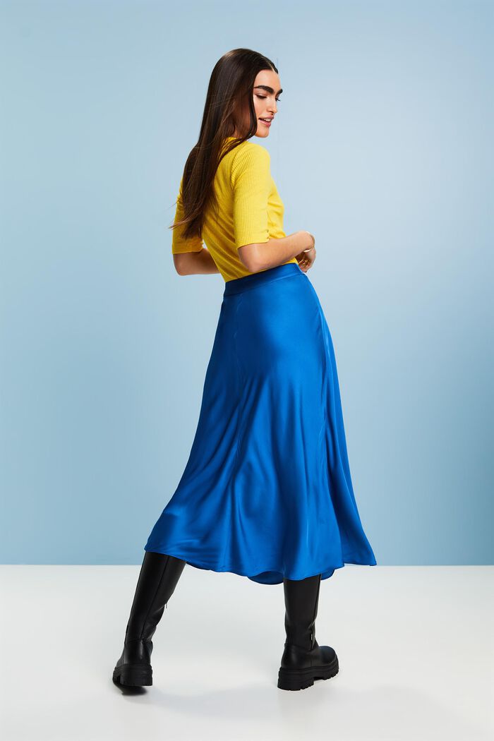 Satin Midi Skirt, BRIGHT BLUE, detail image number 2