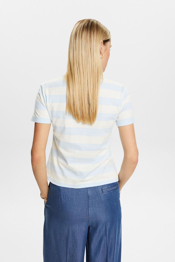 條紋LOGO標誌棉質T恤, 淺藍色, detail image number 3