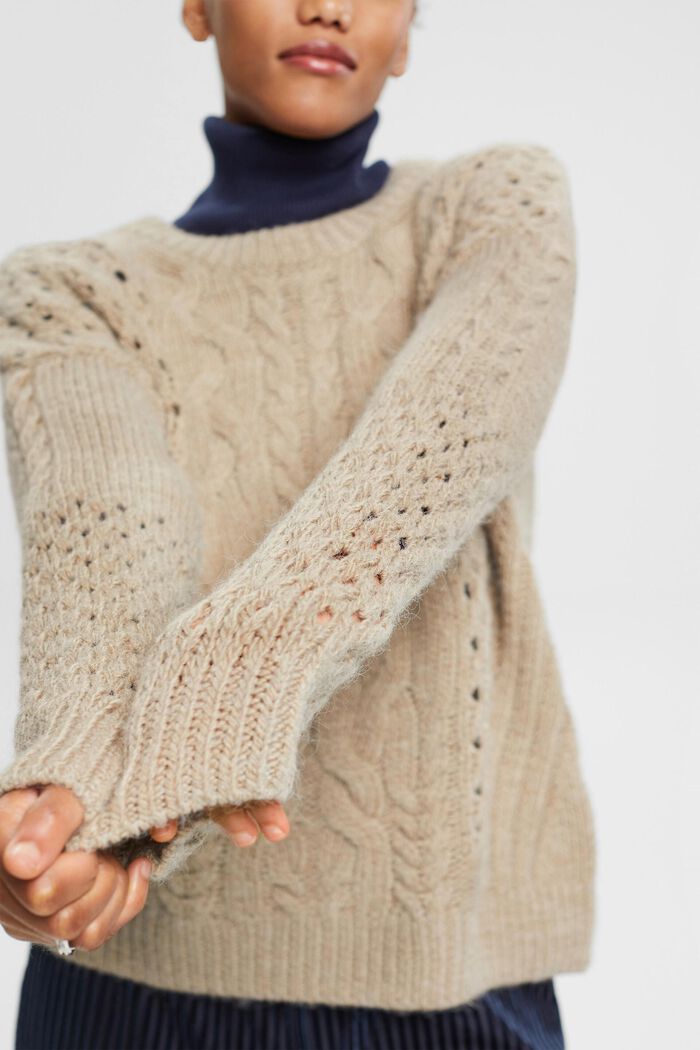 Cable knit jumper, LIGHT TAUPE, detail image number 2