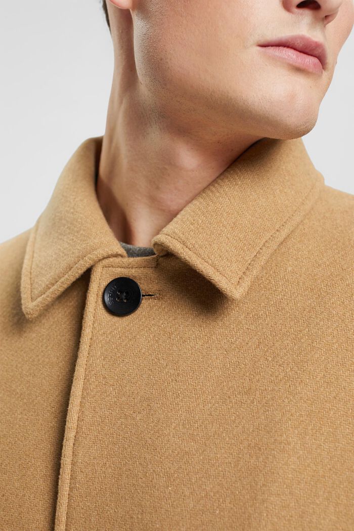 Wool blend coat with quilted lining, KHAKI BEIGE, detail image number 2