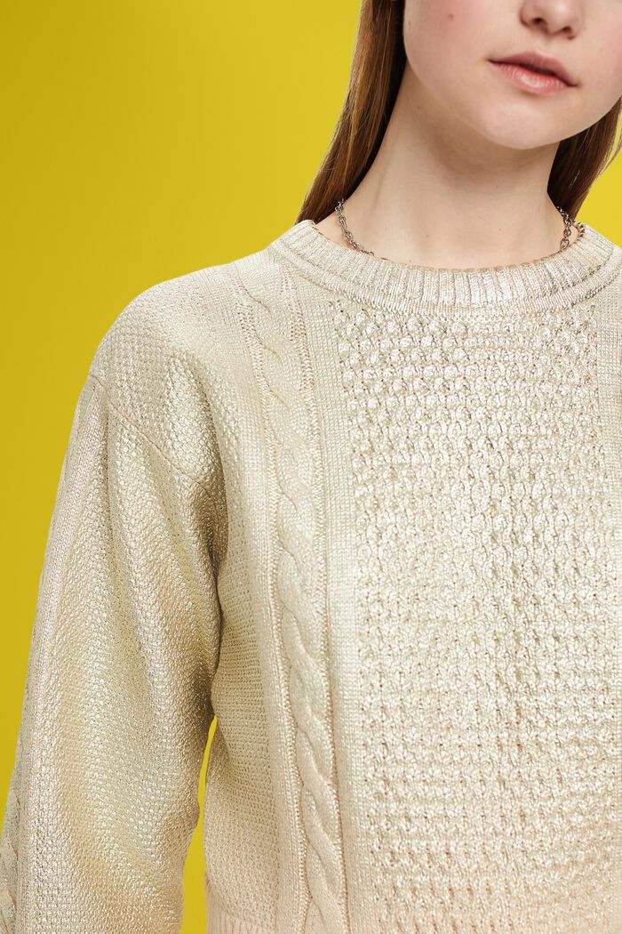 Metallic cable knit jumper, GOLD, detail image number 2