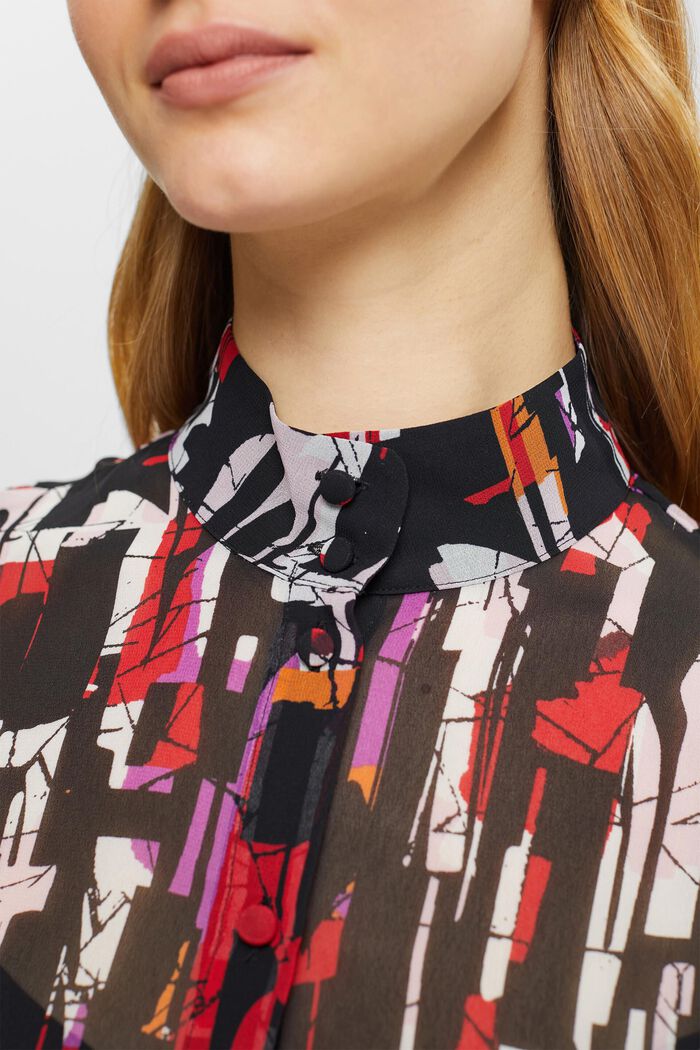 Patterned chiffon blouse, BLACK, detail image number 0