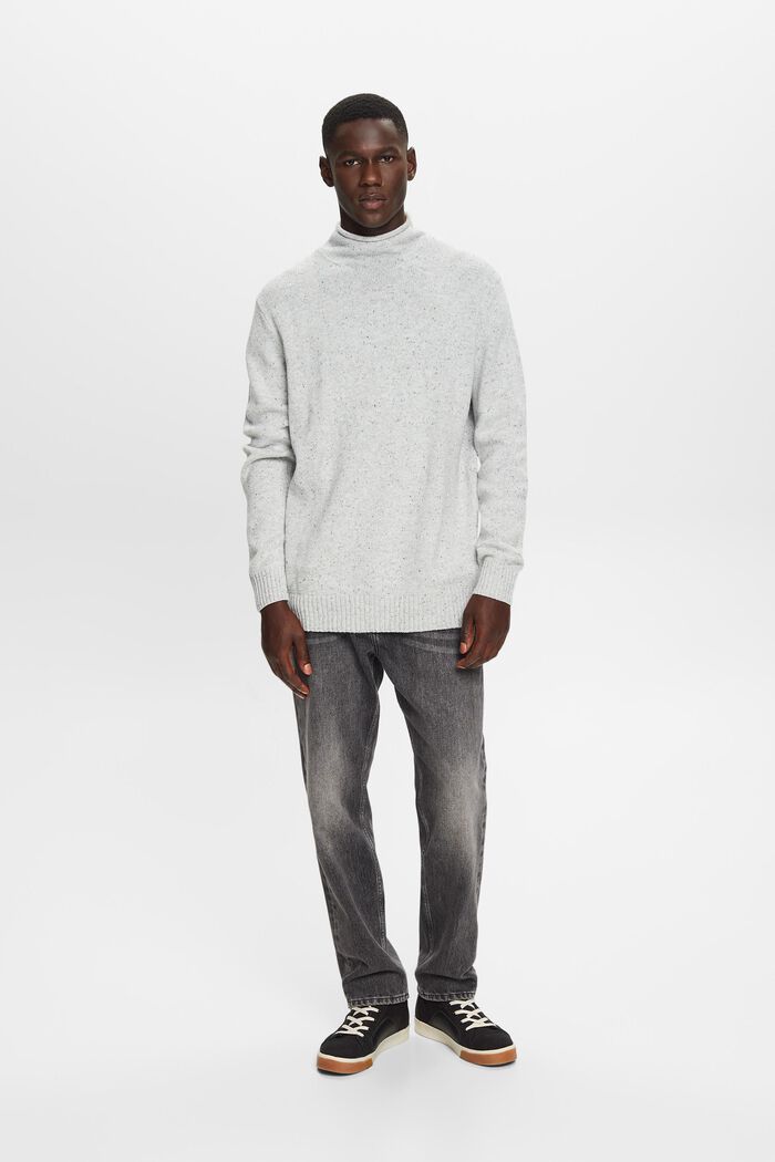 Wool-Blend Mockneck Sweater, LIGHT GREY, detail image number 0