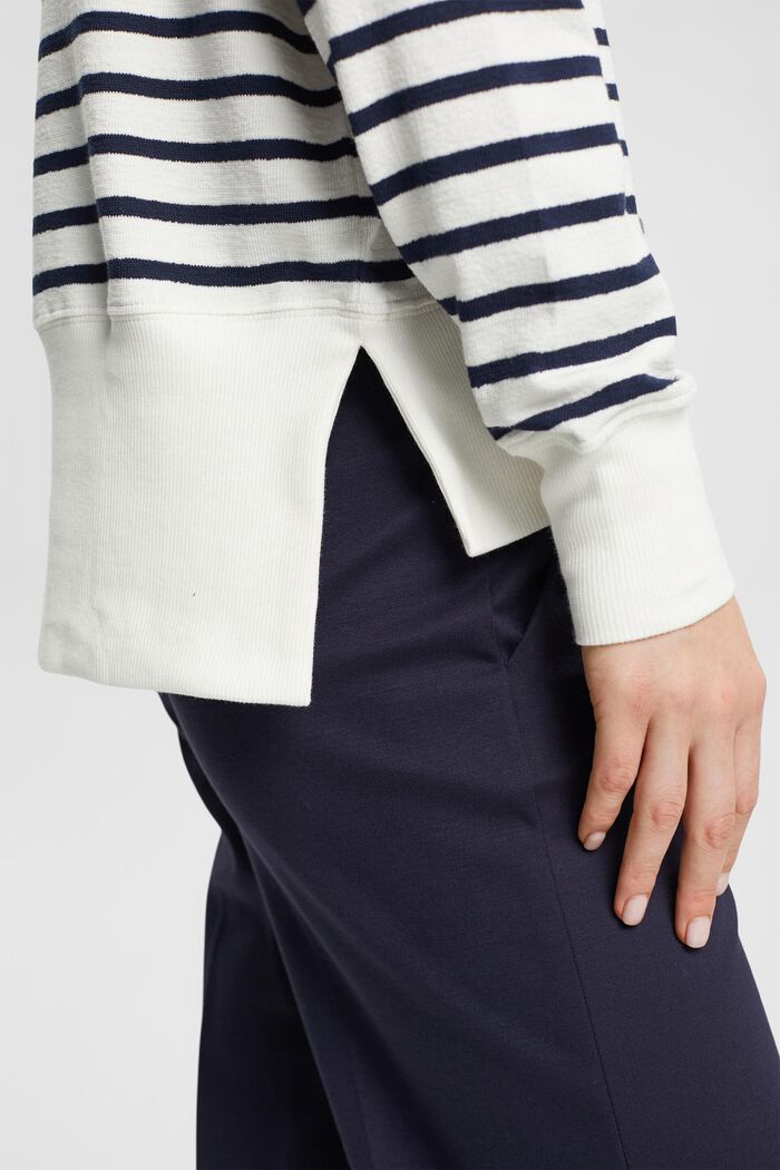 Striped cotton sweatshirt, OFF WHITE, detail image number 4
