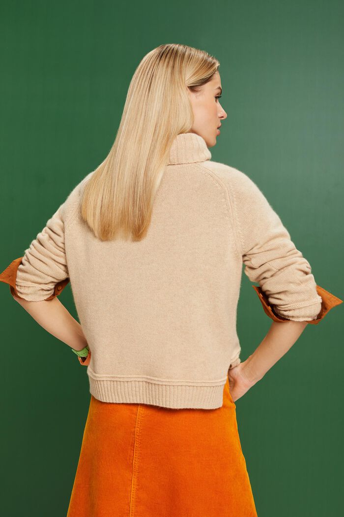 Cashmere Turtleneck Sweater, SAND, detail image number 3