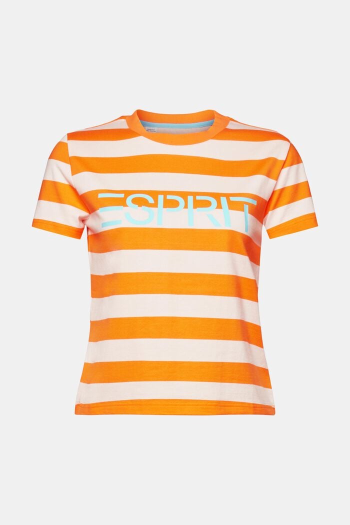 條紋LOGO標誌棉質T恤, 橙紅色, detail image number 6