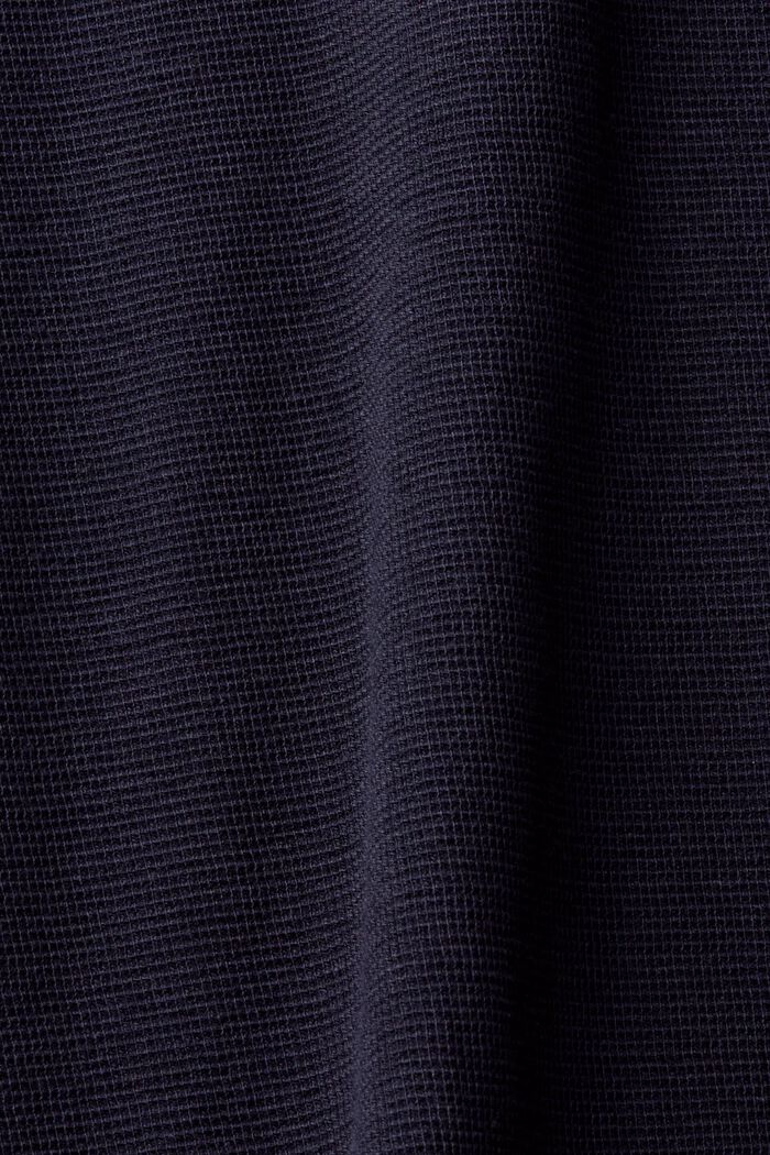 華夫格凸紋布長袖上衣, 海軍藍, detail image number 1