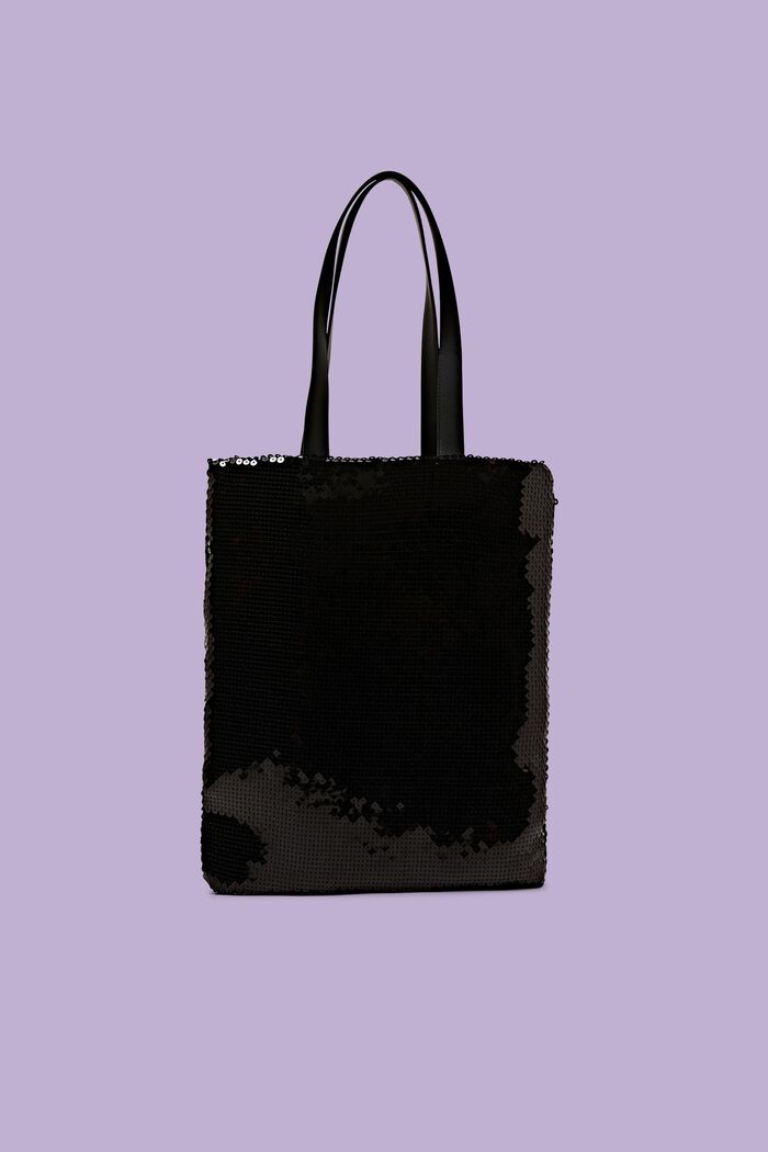 Sequin Tote Bag, BLACK, detail image number 0