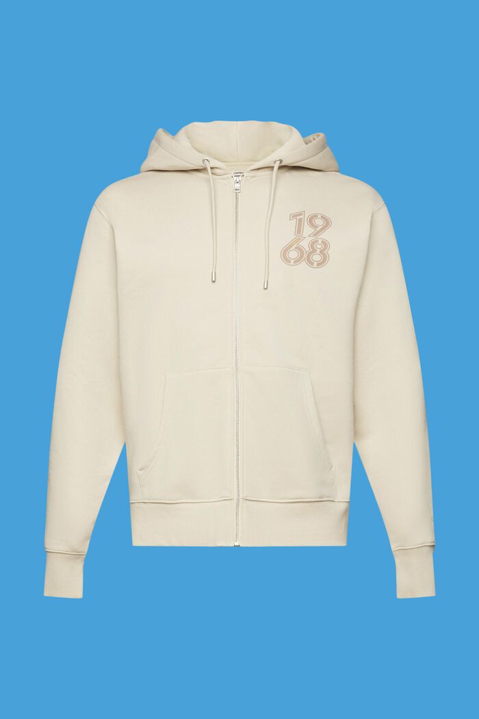 Full-length zip hoodie, LIGHT TAUPE, detail image number 6