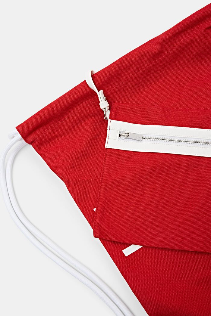 LOGO標誌棉質帆布抽繩背囊, 深紅色, detail image number 1