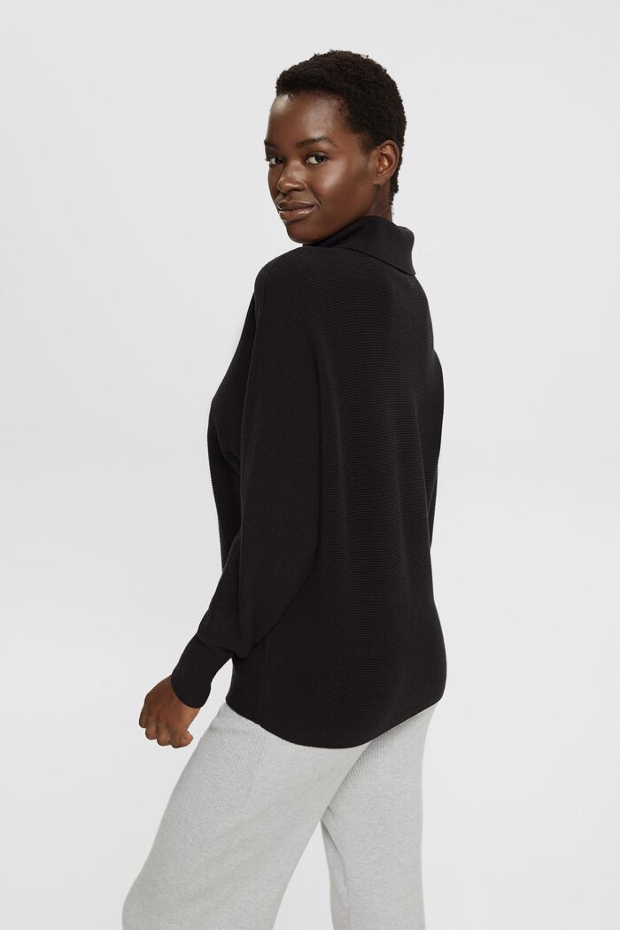 Batwing jumper with polo neck, BLACK, detail image number 3