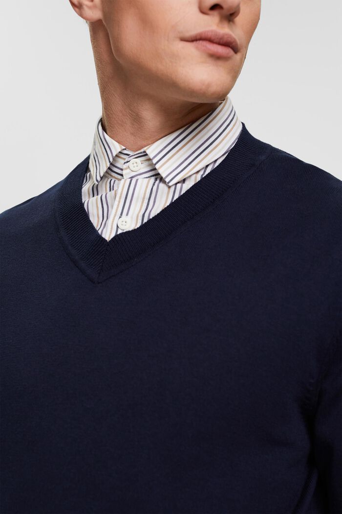 V-neck knit sweater, NAVY, detail image number 2