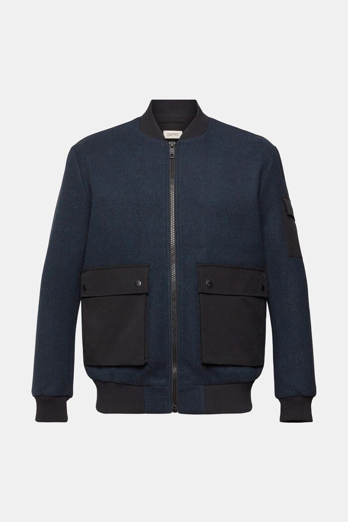 Wool blend bomber jacket, PETROL BLUE, detail image number 6