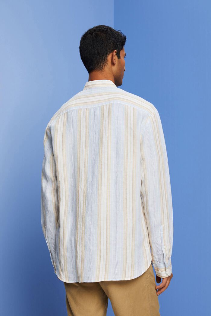 Striped shirt, 100% linen, SAND, detail image number 3