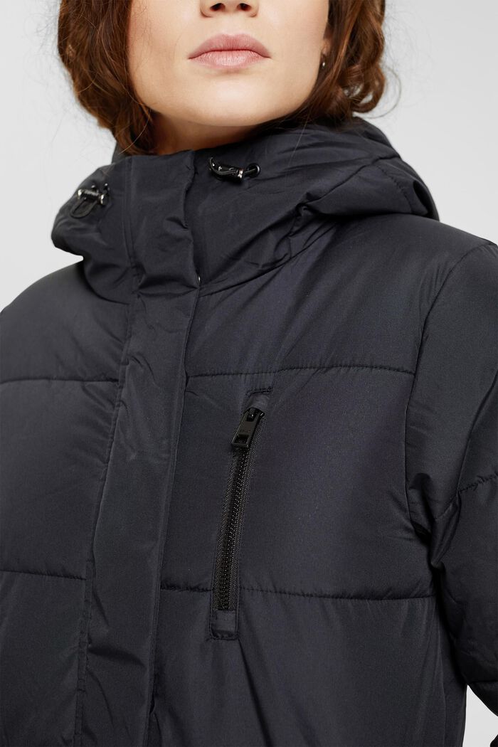 Quilted coat with zip pockets, BLACK, detail image number 0