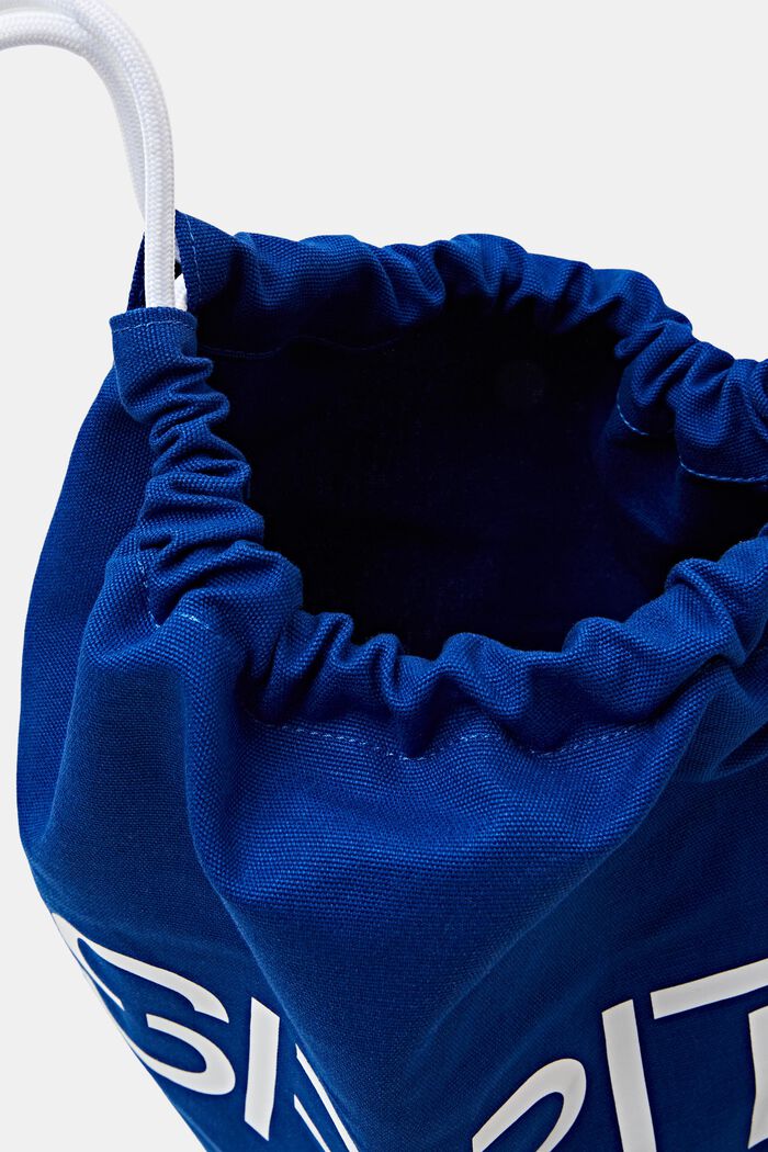 LOGO標誌棉質帆布抽繩背囊, 藍色, detail image number 3