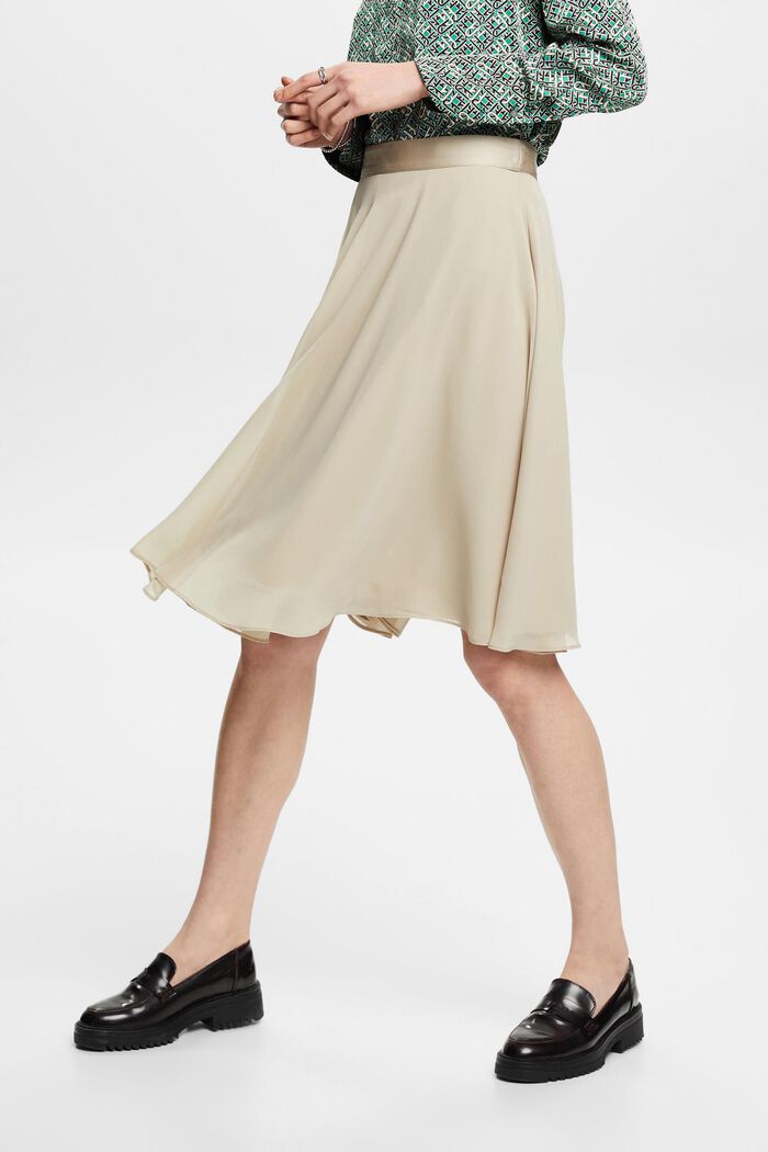 Knee-length chiffon skirt, DUSTY GREEN, detail image number 0