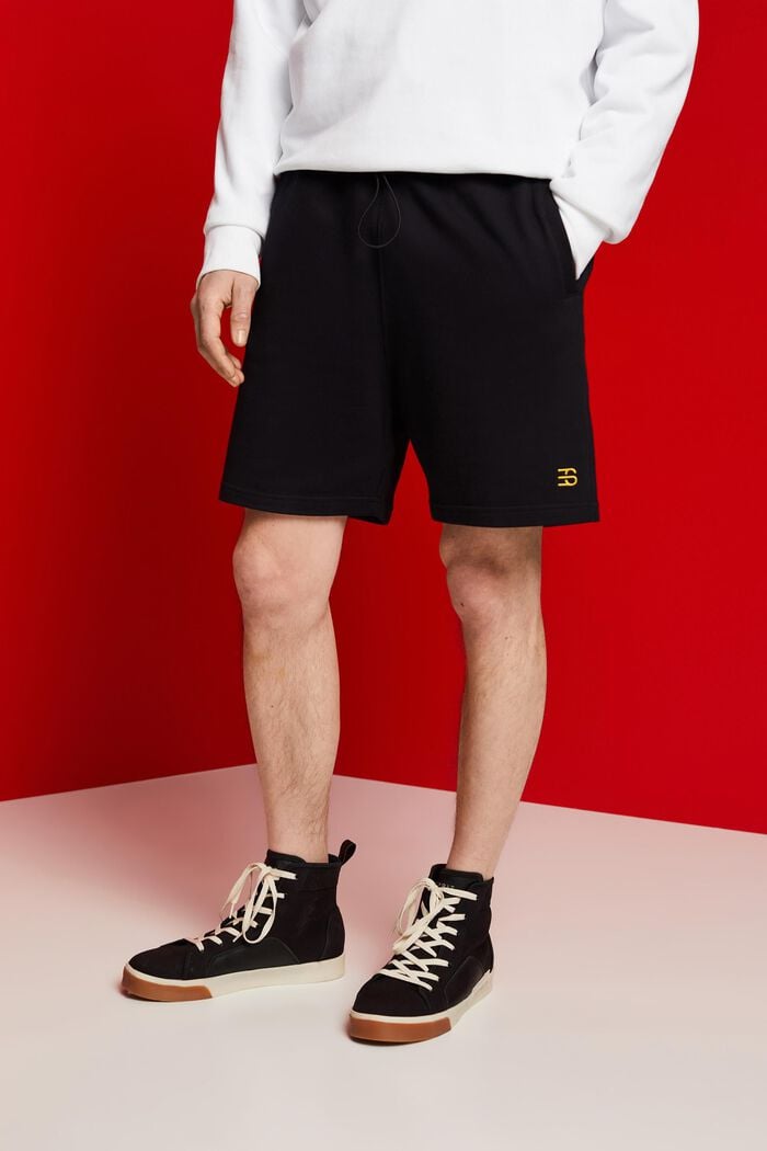 Sweat shorts, 100% cotton, BLACK, detail image number 0