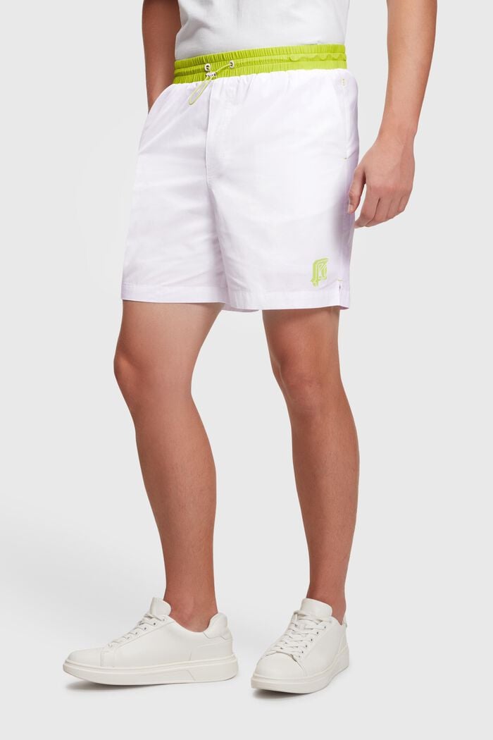 Neon Waistband Relaxed Shorts, WHITE, detail image number 0
