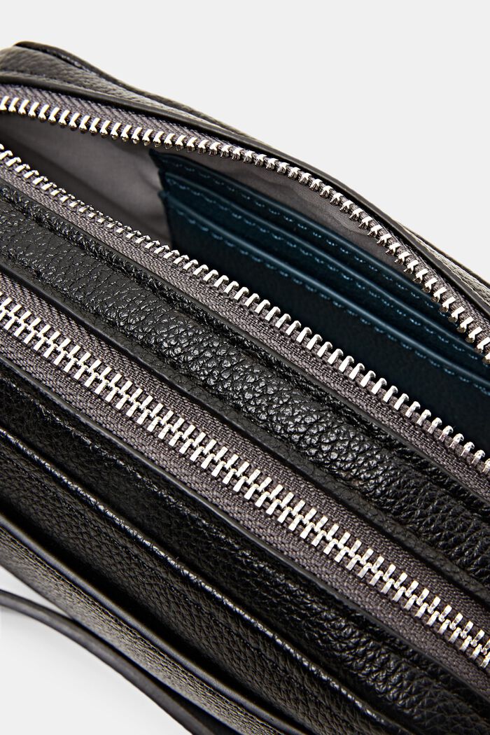 Small faux leather shoulder bag, BLACK, detail image number 3