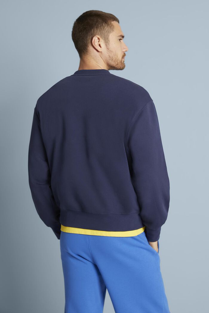 Unisex Cotton Fleece Logo Sweatshirt, NAVY, detail image number 3
