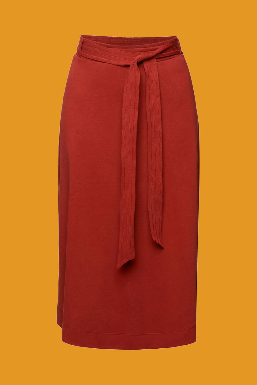 Jersey skirt with a belt