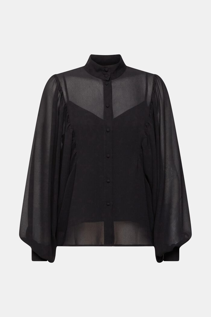 Wide chiffon blouse, BLACK, detail image number 2