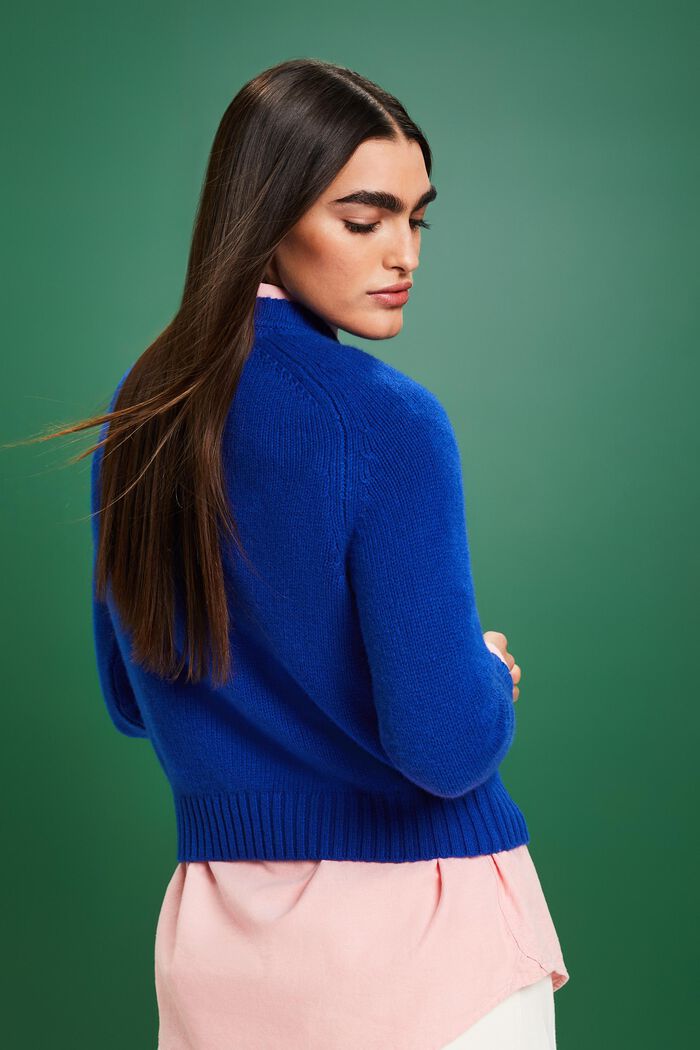 Wool Cashmere Logo Sweater, BRIGHT BLUE, detail image number 4