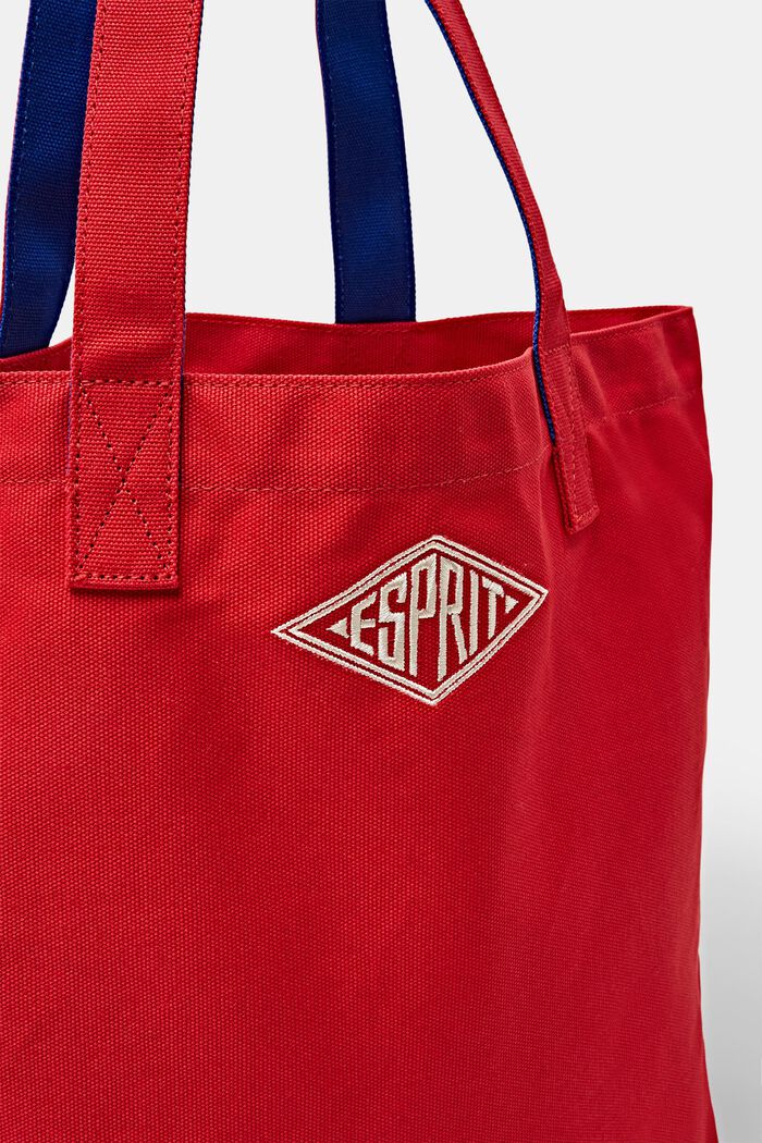 Logo Cotton Tote Bag, 深紅色, detail image number 1