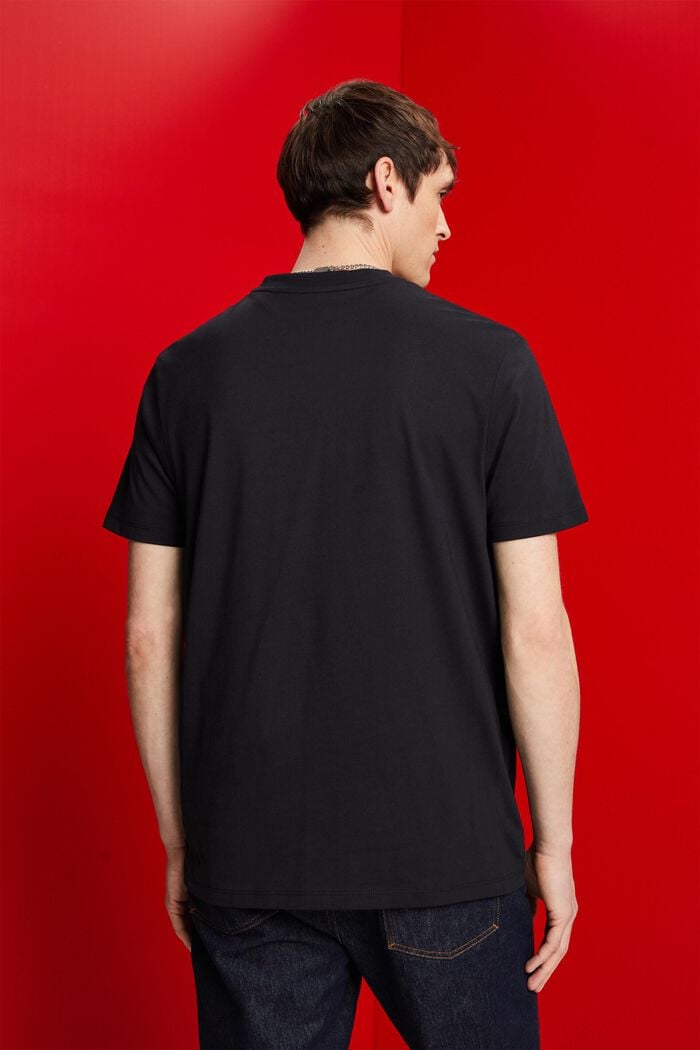 V-neck T-shirt, pima cotton, BLACK, detail image number 3