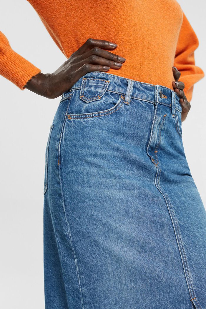 Denim skirt, organic cotton, BLUE MEDIUM WASHED, detail image number 3