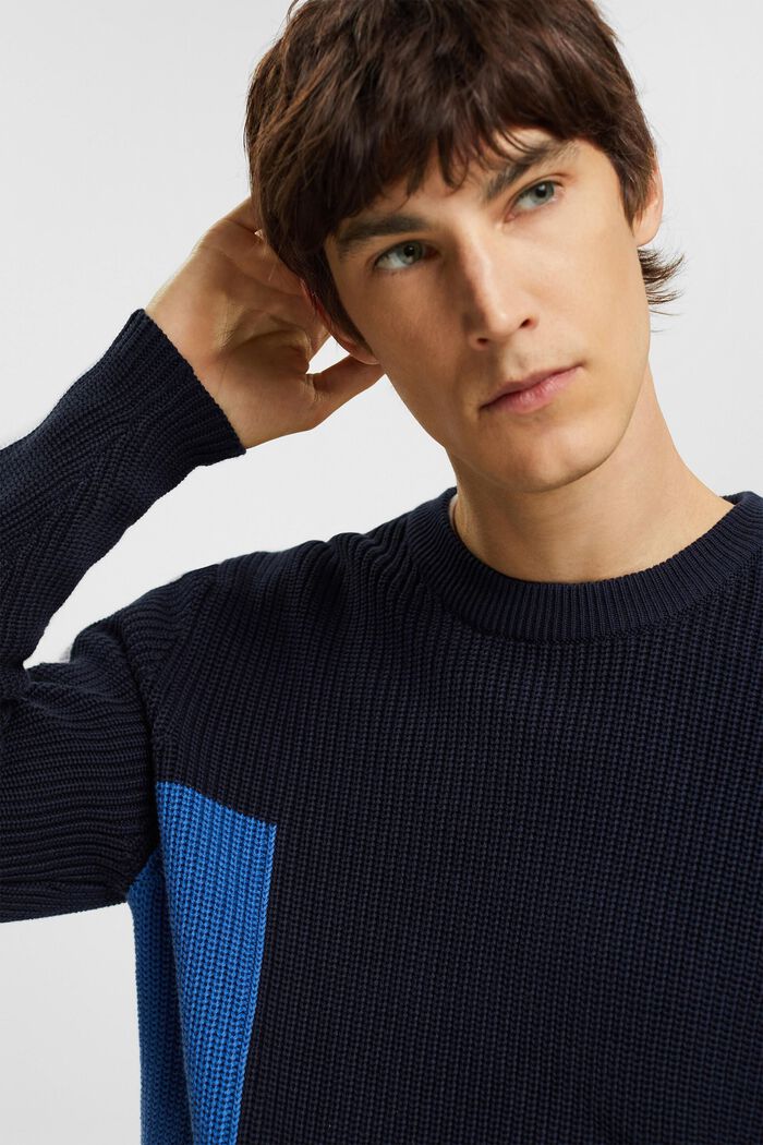 Knitted colour block jumper, NAVY, detail image number 2