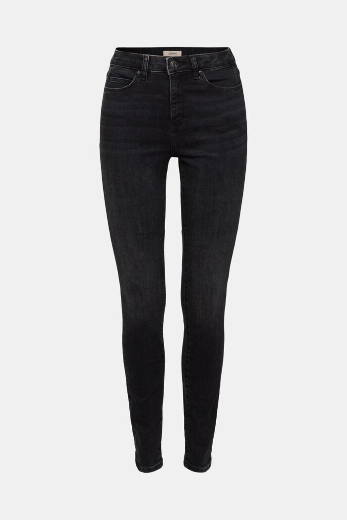 High-rise skinny fit stretch jeans, BLACK MEDIUM WASHED, detail image number 7