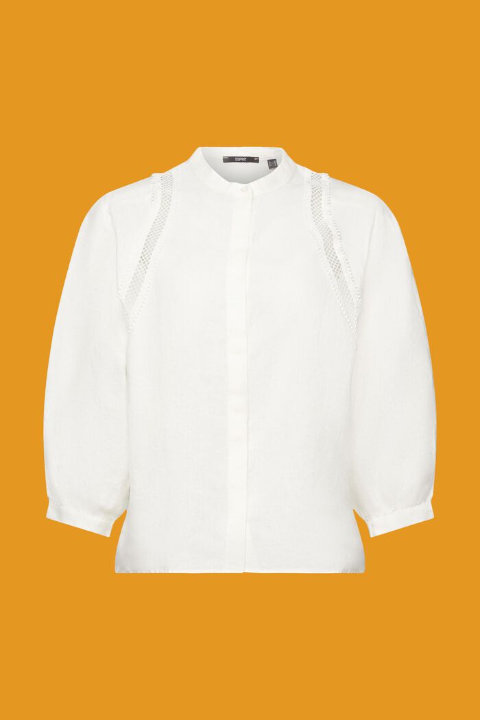 梭織亞麻女裝襯衫, 白色, detail image number 6