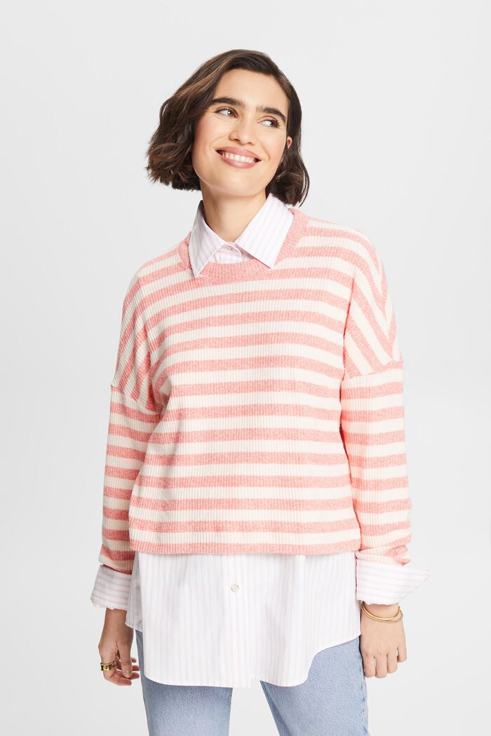Striped Sweater, BRIGHT ORANGE 2, detail image number 0