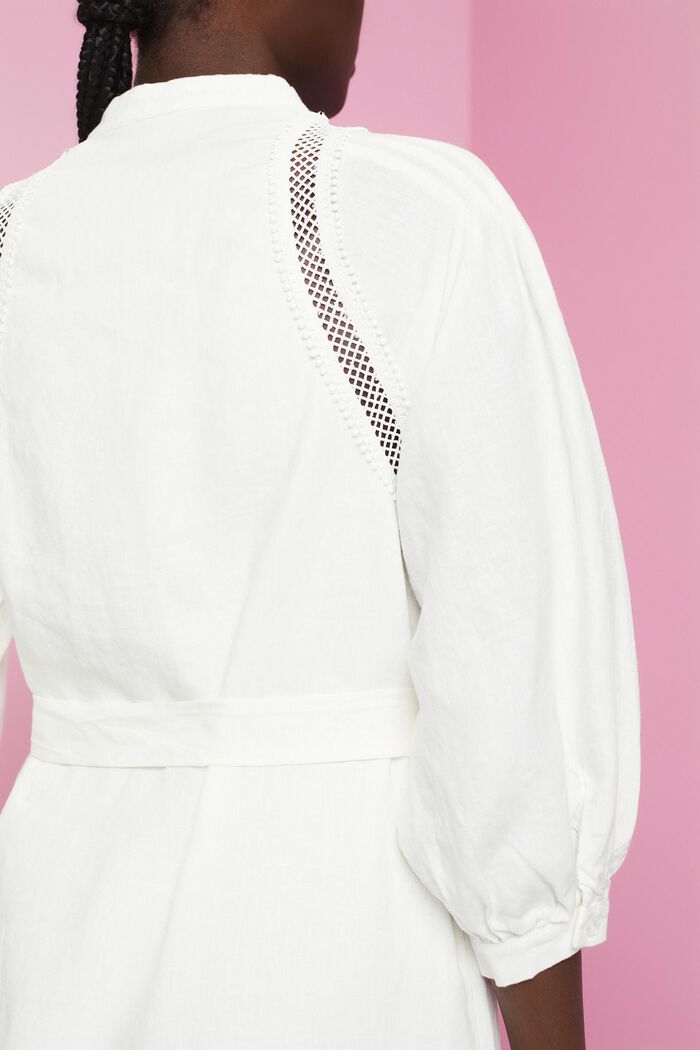 Woven linen midi dress, OFF WHITE, detail image number 4