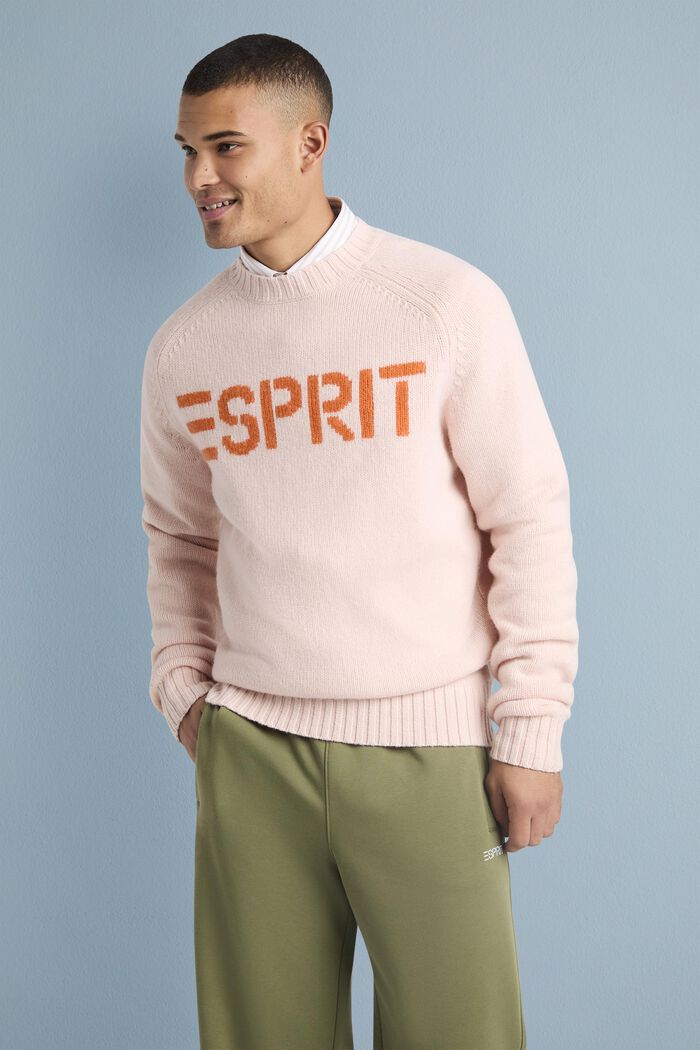 Wool Cashmere Logo Sweater, LIGHT PINK, detail image number 0