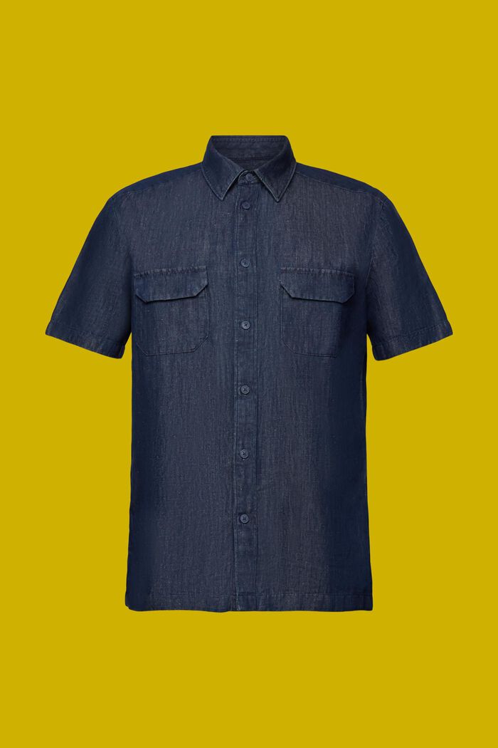 Short sleeve shirt in a jeans-look, BLUE BLACK, detail image number 8