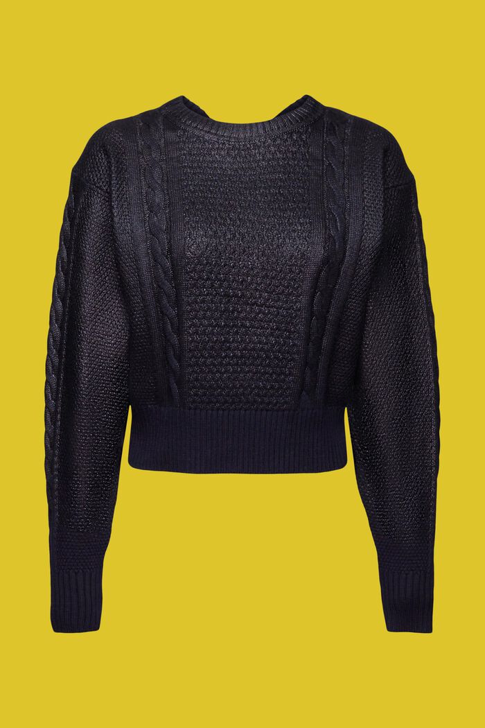 Metallic cable knit jumper, NAVY, detail image number 6