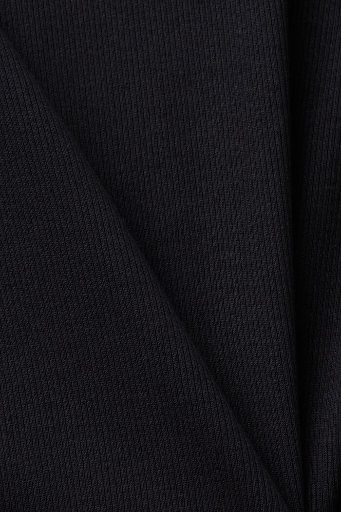 羅紋平織布T恤, 黑色, detail image number 4