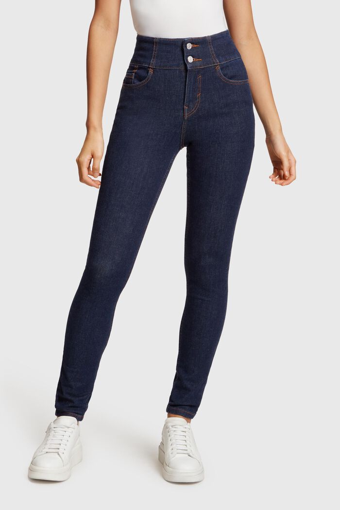 Body Contour: High Rise Skinny Jeans, BLUE DARK WASHED, detail image number 0