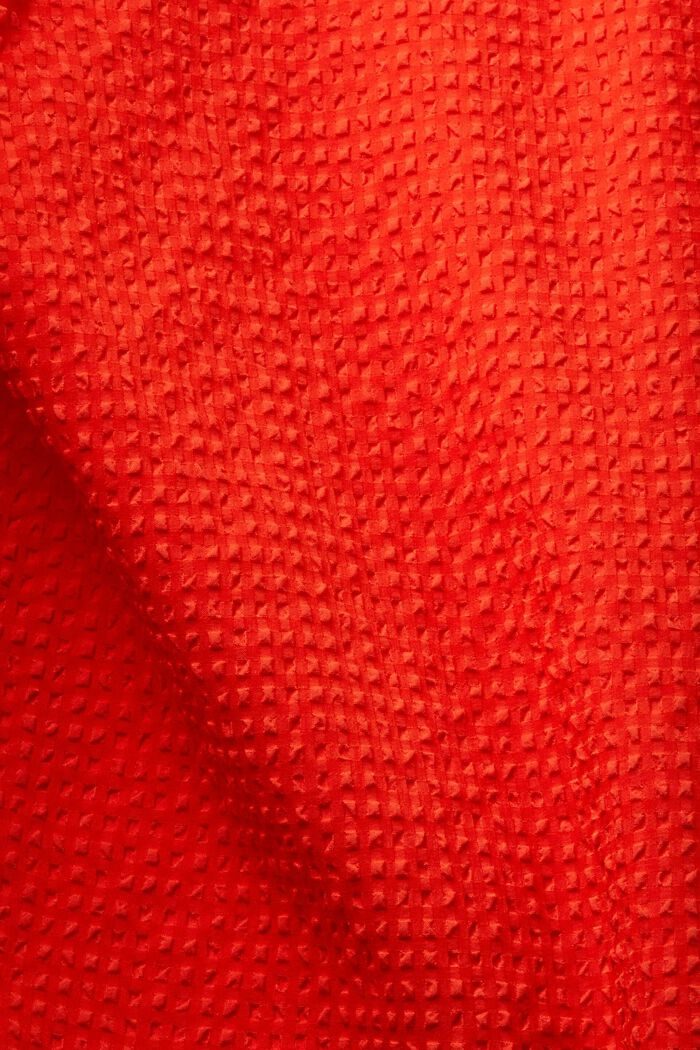 泡泡紗燈籠袖女裝襯衫, 橙紅色, detail image number 4