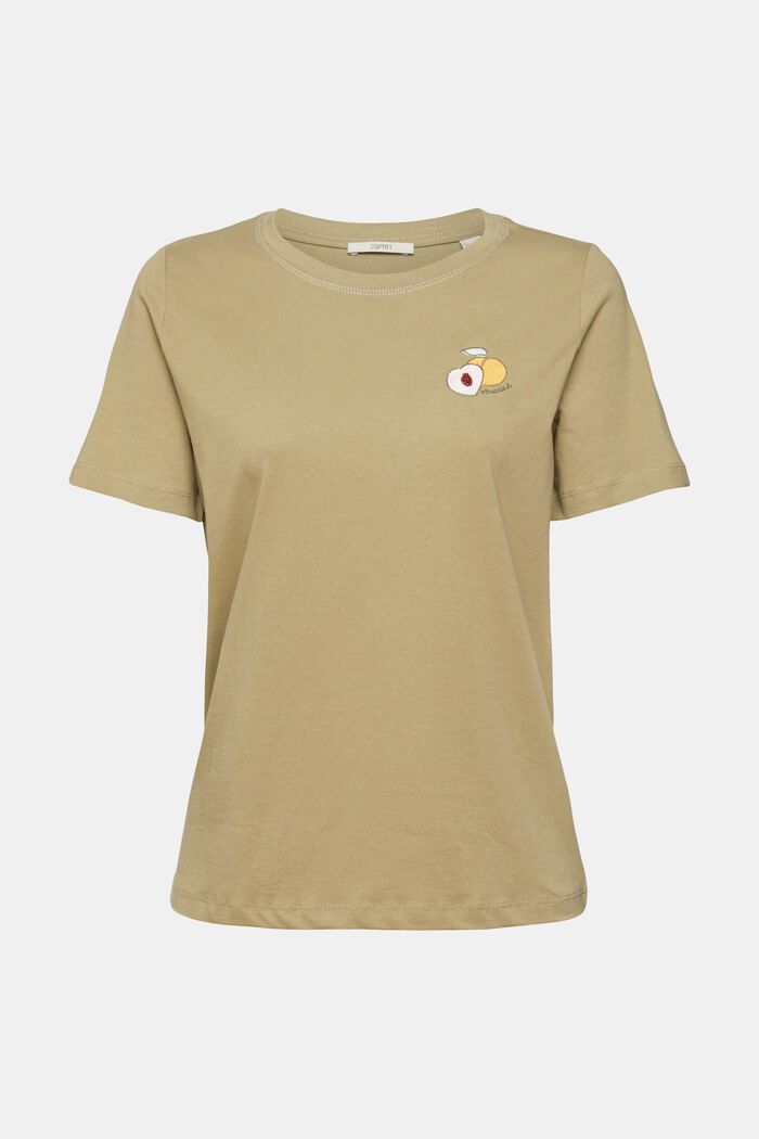T-shirt with embroidered motif, PALE KHAKI, detail image number 2