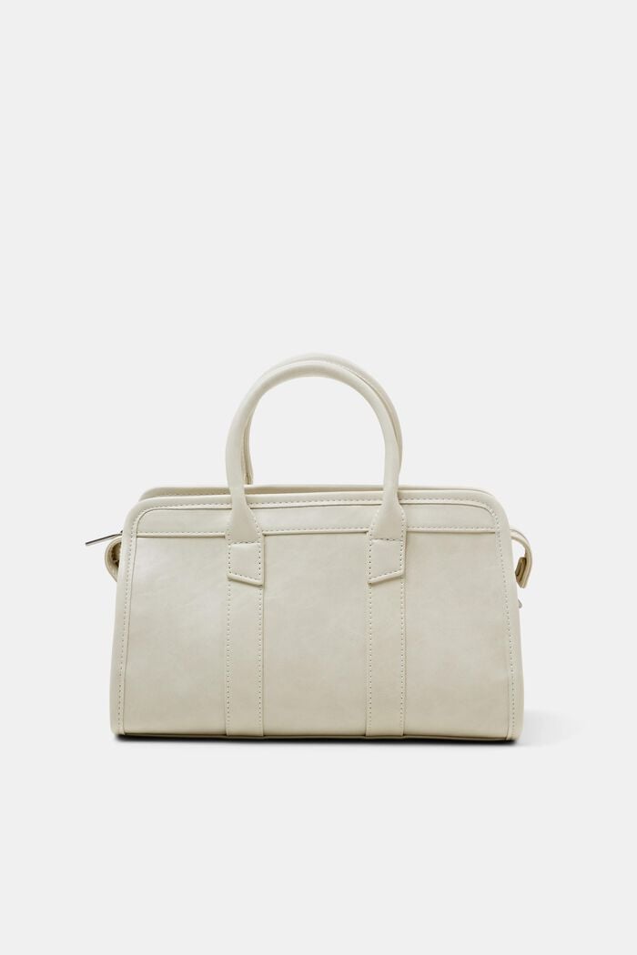 Faux Leather Top Handle Bag, CREAM BEIGE, detail image number 0