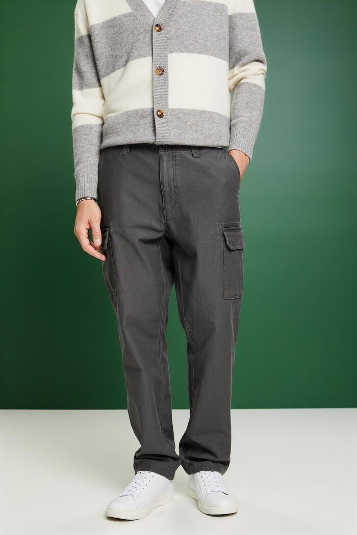 Cotton Cargo Pants, 深灰色, detail image number 0