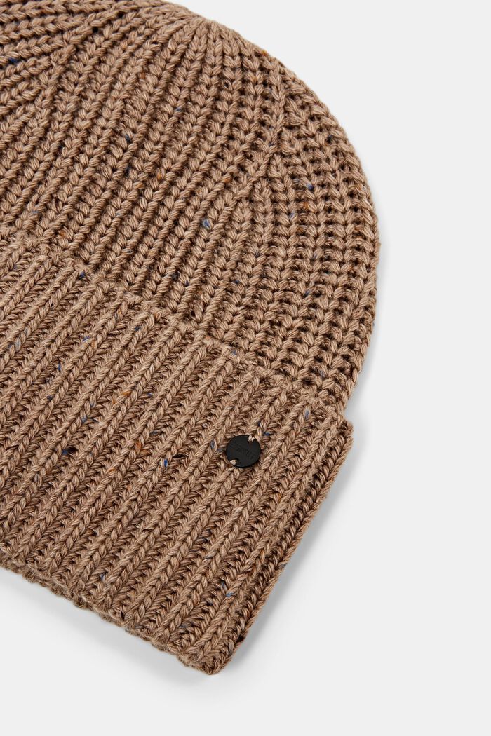 Rib knit beanie hat, KHAKI BEIGE, detail image number 1