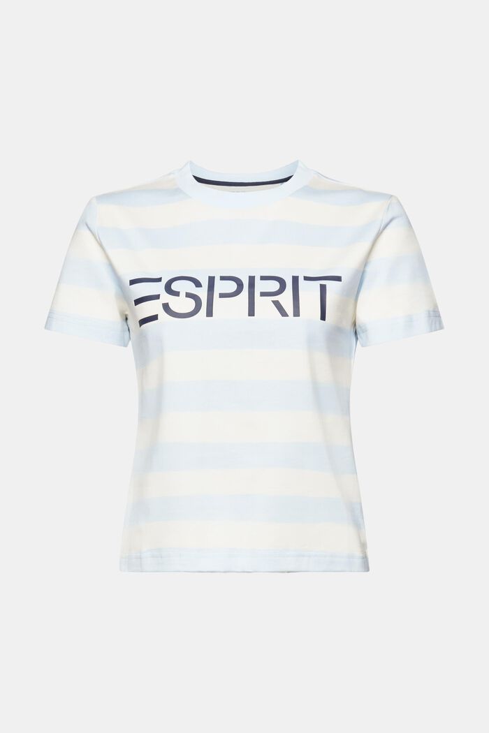 Striped Logo Cotton T-Shirt, PASTEL BLUE, detail image number 5