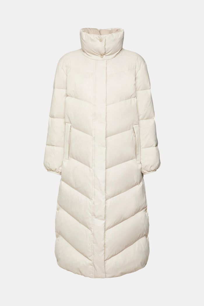 Quilted coat with recycled down filling, CREAM BEIGE, detail image number 2