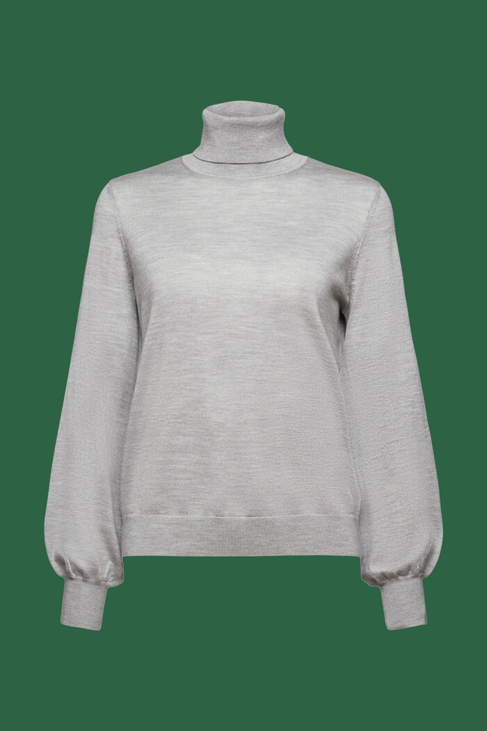 Wool Turtleneck Sweater, MEDIUM GREY, detail image number 6